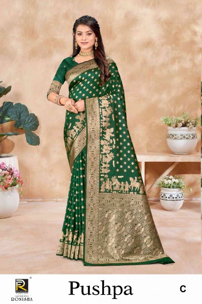 Pushpa By Ronisha Premium Designer Banarasi Silk Sarees Wholesale Price In Surat
